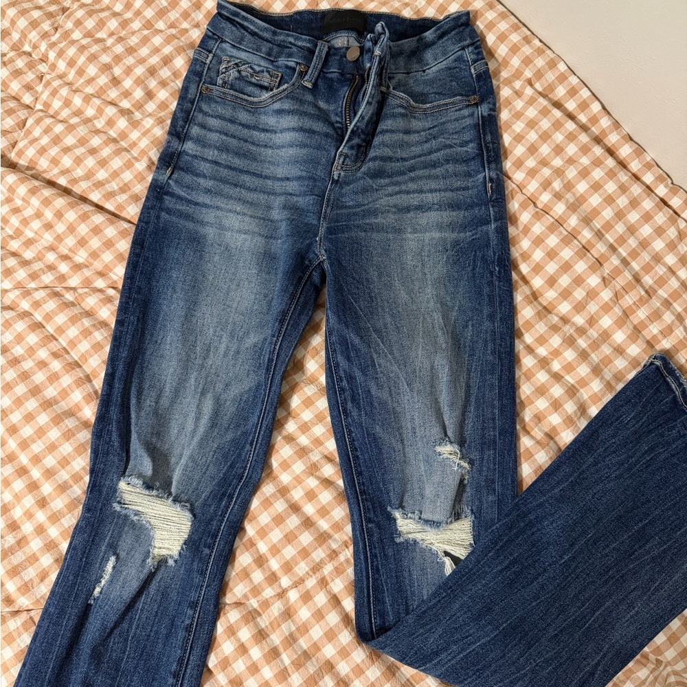 BKE Women's Boot Cut Jeans - Dark Blue